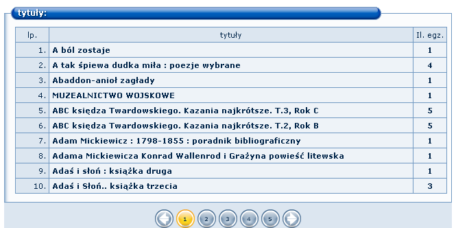 Pojawia się kolejne okno, w którym jest widoczna lista książek, których tytuł zaczyna się od litery : Na