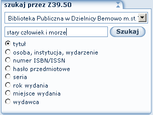 Po wypełnieniu formularzy możemy kliknąć. Jeżeli wszystkie pola zostały poprawnie wypełnione nasza książka zostanie dodana do naszej lokalnej bazy. SZUKAJ PRZEZ Z39.