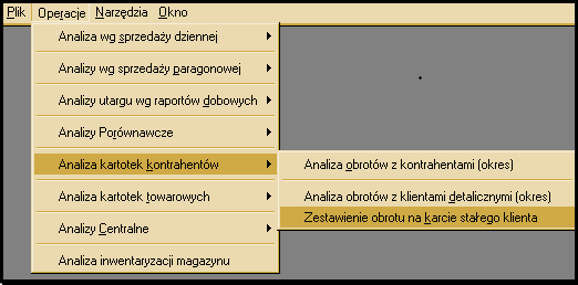 Dostęp do tej opcji jest w menu: OPERACJE ANALIZY OBROTÓW Z KONTRHENTAMI ZESTAWIENIE DOKUMENTÓW WEWNĘTRZNYCH G- Analizy kartotek towarowych 1.