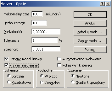 4. Solver/Excel i. Rozmieszczenie komórek w Excelu Lab-LP-example.xls ii. Uruchomienie Solvera (Narzędzia Solver (Excel 003), Dane Solver (Excel (007)) iii.