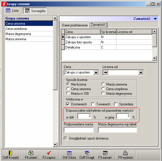 Rozdział VIII Zaopatrzenie Rysunek 8-23 Okno definicji grupy cenowej. Fabrycznie odchylenia ustawione są na +/- 3%. 8.2.8 Korekta błędów Mimo dużej uwagi i staranności, niestety, nie da się uniknąć pomyłek przy rejestrowaniu dokumentów dostawy.