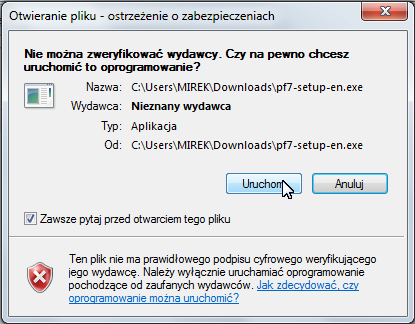 Jeśli używasz przeglądarki Internet Explorer, to na ekranie powinien się pojawić pasek przedstawiony niżej. Kliknij na nim przycisk Zapisz.