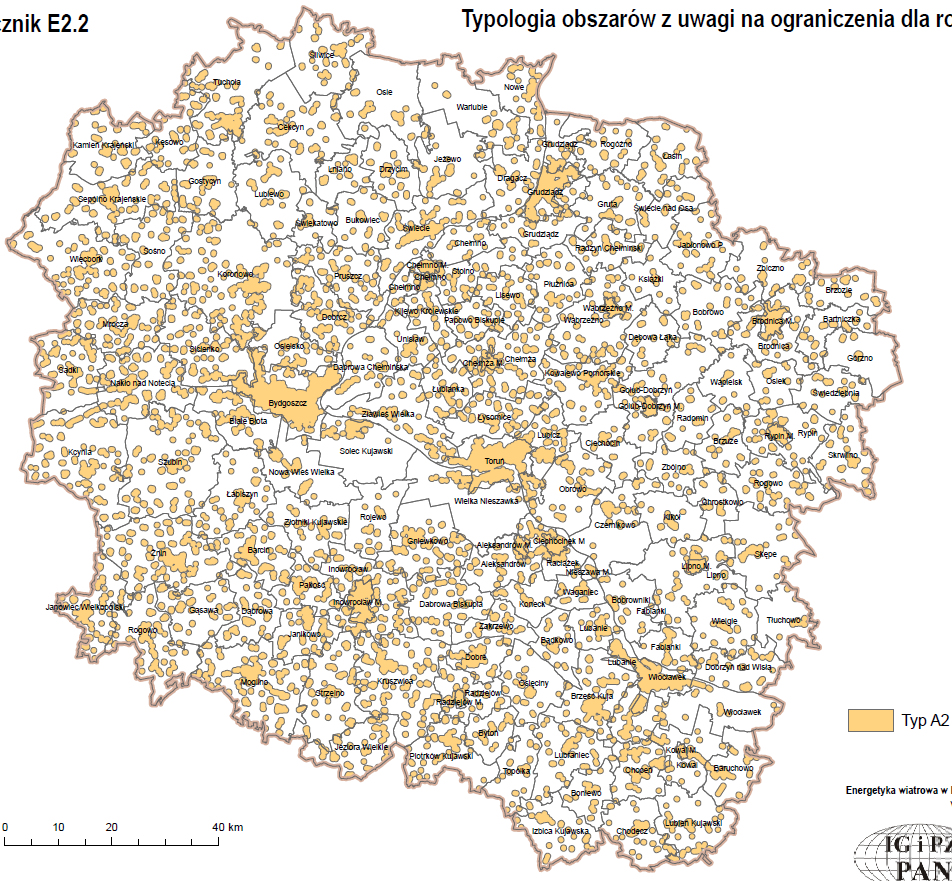 Rekomendacje (1) typ A1 i A2 A1 obligatoryjna ochrona, A2 ograniczona ochrona, brak ograniczeń/ odległość < 500 m od zabudowy