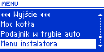 ST-717 III.14. Menu instalatora Funkcje w menu instalatora powinny być ustawiane przez osobę instalującą kocioł bądź serwis producenta. III.14.a) Kocioł Parametry tego podmenu służą do regulacji pracy podajnika oraz wentylatora.