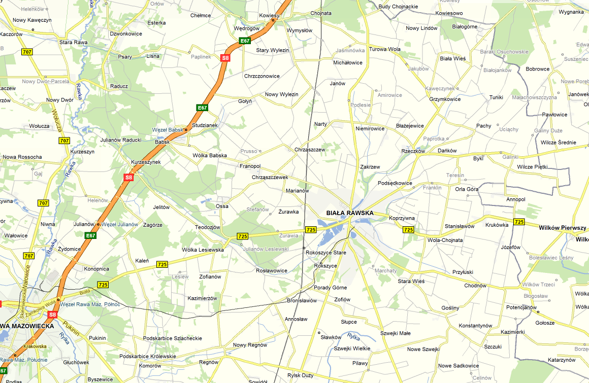 prowadząca od granicy z Czechami w Kudowie-Zdroju do granicy z Litwą w Budzisku. Droga przebiega na odcinku 5,3 km przez zachodni rejon gminy.