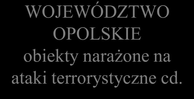 WOJEWÓDZTWO OPOLSKIE obiekty narażone na ataki terrorystyczne cd. UJĘCIA WODY PITNEJ (liczba ujęć / wydajność tys.