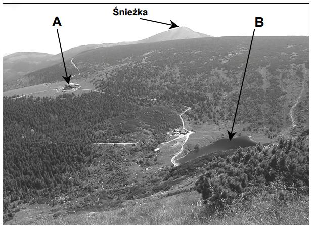 22 Na podstawie mapy podaj nazwy własne obiektów geograficznych oznaczonych na fotografii literami A i B. Zadanie 58.