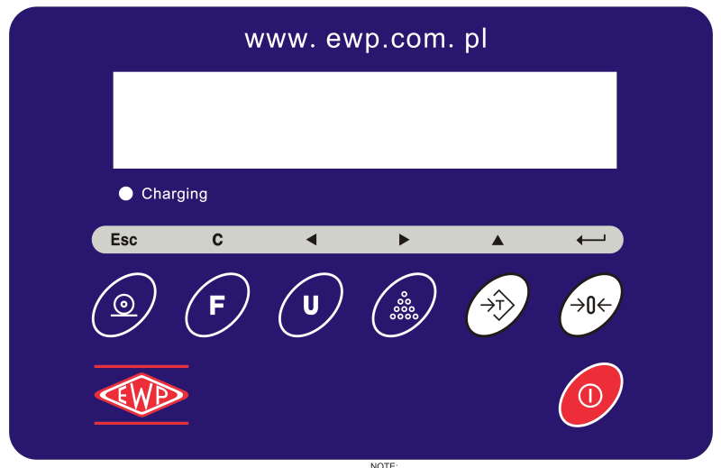 4.4. Panel terminala wagowego 4.4.1. Klawisze funkcyjne Klawisz ON / OFF - włączenie / wyłączenie zasilania. Klawisz ZERO - ustawia punkt zerowy dla wszystkich kolejnych ważeń.