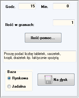 - po ustaleniu wszystkich niezbędnych danych przyciskiem Na dysk zapisujemy pozycję w bazie, jednocześnie przyotowując formularz do wprowadzenia kolejnych pozycji.