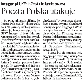 potwierdza, Ŝe InPost Sp.