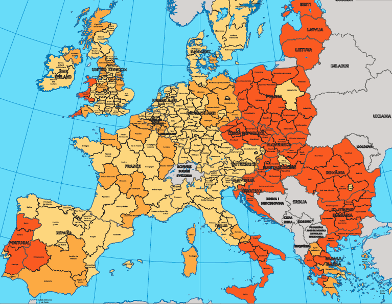 Fundusze strukturalne druga pełna perspektywa finansowa Mapa kwalifikowalności regionów