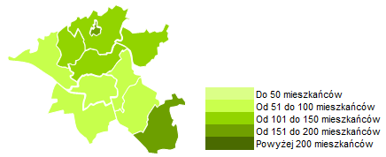 Mapa 6 Liczba mieszkańców obszaru TOF korzystających z pomocy społecznej* na 1000 mieszkańców w 2012 r.