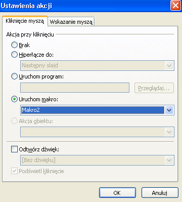 4.2 Zadanie problemowe Do przycisku akcji znajdującego się na ostatnim slajdzie prezentacji Elementy_komputera.ppt przypisz makro o nazwie Makro2.