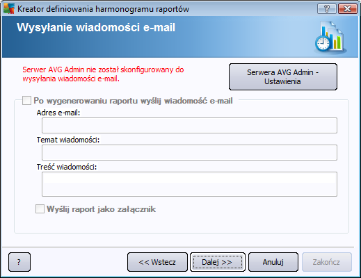 W tym oknie dialogowym należy określić, czy raporty mają być generowane jednorazowo w wybranym momencie, czy okresowo: Generuj jednorazowo w określonym czasie wybierz dokładną godzinę i datę