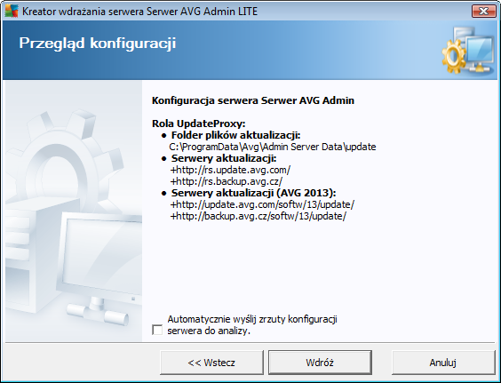 8.1.1. Przegląd konfiguracji Ta sekcja zawiera przegląd konfiguracji, która zostanie wdrożona na serwerze. W zasadzie na serwerze zostanie wdrożona tylko rola UpdateProxy.
