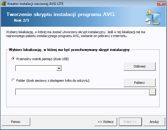 8.2.2. Tworzenie skryptu instalacyjnego systemu AVG W tym oknie dialogowym należy wybrać lokalizację, w której zostanie zapisany skrypt instalacyjny.