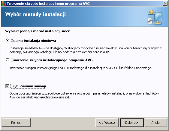 5.2. Metoda instalacji Aby kontynuować w trybie Zaawansowanym, należy zaznaczyć pole wyboru Tryb zaawansowany lub przejść do rozdziału Tryb podstawowy.