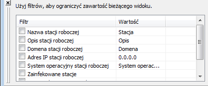 6.2.5. Panel filtrów Panel Filtry zawiera listę opcji filtrowania dostępnych dla bieżącego widoku. Ta lista będzie aktywna tylko wtedy, gdy dla wybranego widoku można zastosować jakiekolwiek filtry.