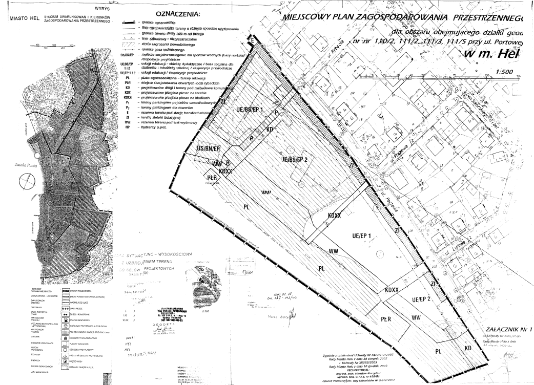 Jeden z planów miejscowych z 2005 r. (rys. 2.4.), obejmujący obszar w sąsiedztwie Zatoki graniczy z obszarem PLB 220005 i reguluje nieco inne niż plany pozostałe.