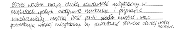 23 Sprawozdanie z egzaminu maturalnego 2014 Przykłady odpowiedzi niepoprawnych Przykład 1. 3. Najczęściej popełnianym błędem było niewłaściwe określenie roli pełnionej przez mioglobinę w mięśniach.