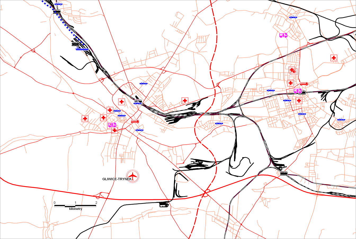 cztery drogi startowe o wymiarach: 680m x 100m; 660m x 100m; 620m x 200m; 700m x 100m. Teren, na którym leży lotnisko znajduje się w użytkowaniu wieczystym Aeroklubu Gliwickiego.