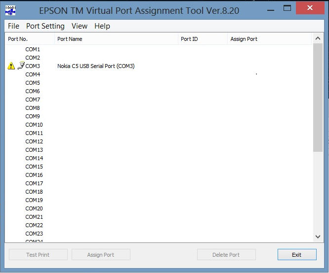 Uruchomienie komunikacji przez wirtualny port COM MS Windows 8 Zainstalować sterowni wirtualnego portu COM, dedykowany dla systemu operacyjnego MS Windows 8 (TM Virtual Port Driver Ver.8.20a) Po zakończeniu instalacji automatycznie zostanie uruchomiony program pozwalający na przypisanie portu COM do komunikacji.