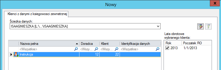 Należy pamiętać, że tak poprawiony stan wprowadzonych danych zostanie wczytany do wszystkich kart roboczych jakie założone zostaną dla wybranego klienta.