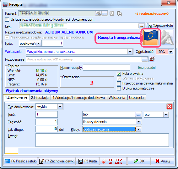Samo wystawienie recepty transgranicznej nie różni się niczym od wystawienia zwykłej recepty Rp w systemie KS- SOMED.