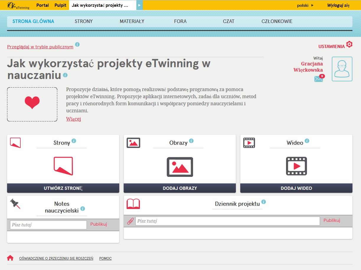 TwinSpace Przestrzeń współpracy, komunikacji oraz przechowywania materiałów edukacyjnych powstałych podczas realizacji projektu.