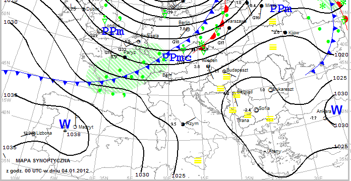 Sytuacja synoptyczna silny wiatr w Polsce