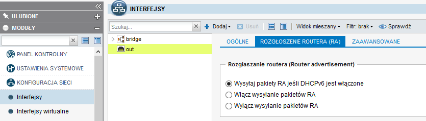 Pozostała konfiguracja zawierająca IPv6 jest rozsiana po całym urządzeniu m.in.