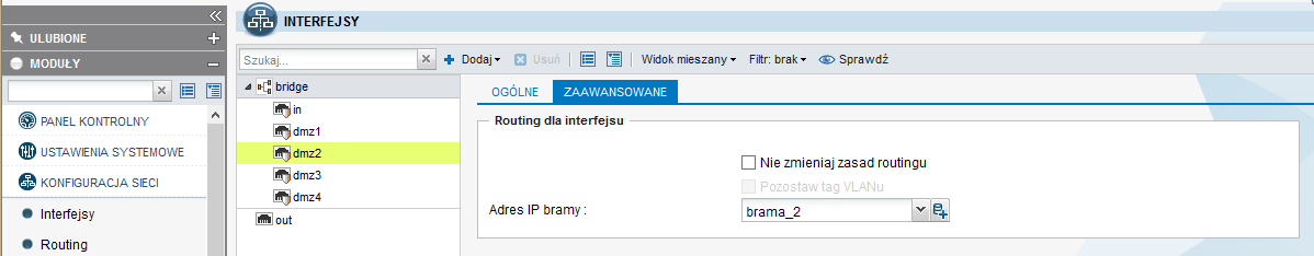 Na ilustracji zaprezentowano sytuacje, w której ruch http kierowany jest przez bramę BRAMA1, natomiast ruch związany z pocztą (smtp, pop3) kierowany jest na drugiego usługodawcę - BRAMA2.