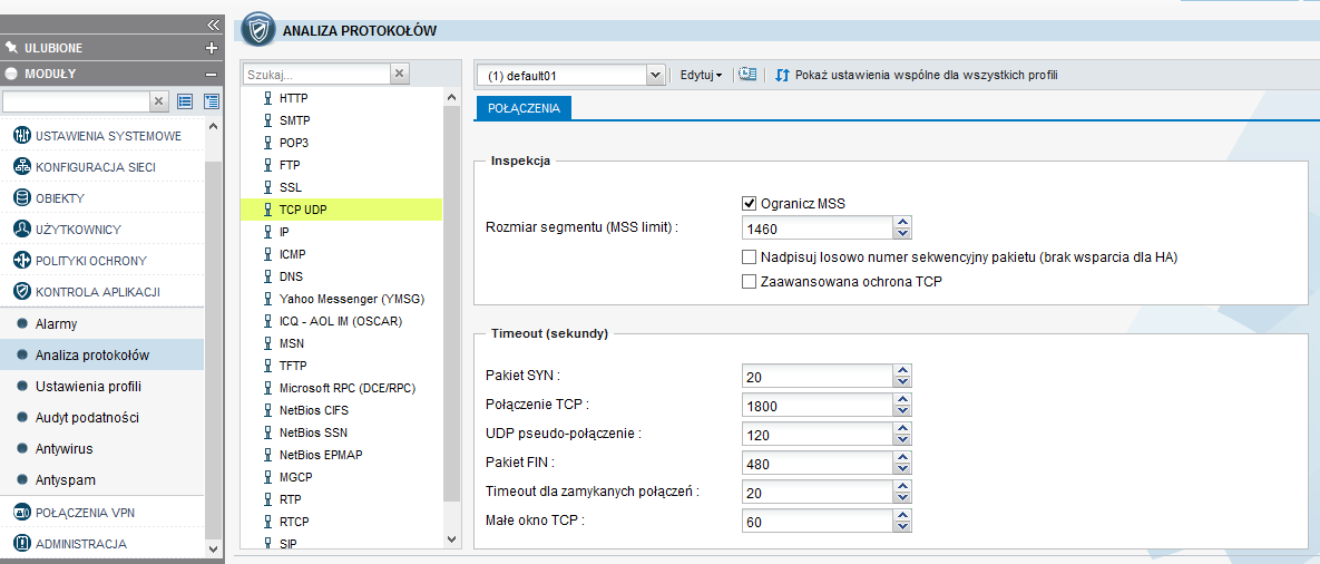 Plugin TCP/UDP odpowiada za otwieranie, trwanie i zamykanie sesji. Do każdego nowo otwartego połączenia podłączany jest odpowiedni plugin.