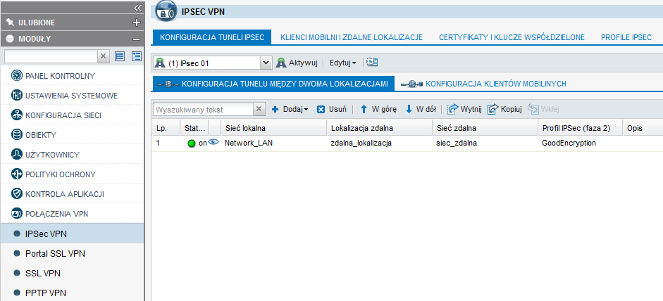 IPSec VPN Protokół IPSec jest najbezpieczniejszym i najwszechstronniejszym protokołem VPN jaki można skonfigurować na STORMSHIELD.