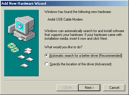 Instalacja sterowników modemu w systemie Windows Me W celu instalacji modemu w systemie operacyjnym Windows Me należy: 1. Włączyć komputer. Po załadowaniu systemu system automatycznie wykryje modem.