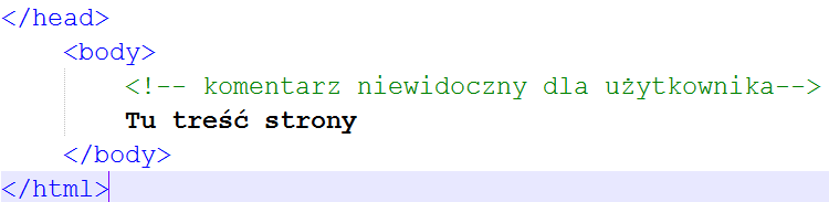 HTML komentarze Komentarz informacja która jest