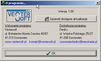 Jeżeli będzie do pobrania nowsza wersja programu zostanie wyświetlony komunikat informujący o tym fakcie.