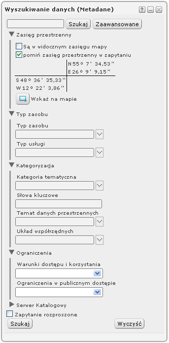 NAZWA PIĄTEJ SEKCJI/ROZDZIAŁU USŁUGA WYSZUKIWANIA wyszukiwanie metadanych dostępne poprzez Portal