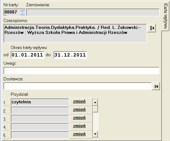 Pole identyfikator (tutaj podpole ^p) wykorzystywane jest w katalogach systemów SOWA do identyfikacji jednostki inwentarzowej.