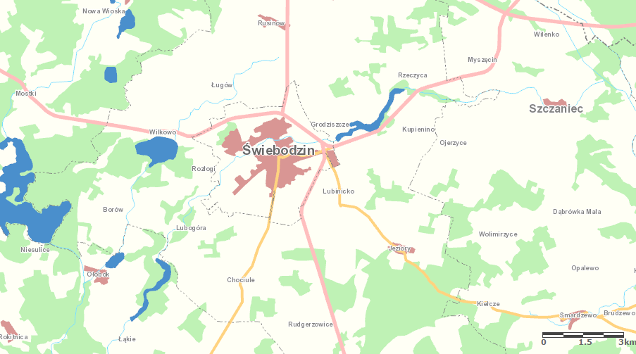 Rysunek 4 Mapa zagrożenia powodziowego na terenie gminy Świebodzin Źródło: Mapy zagrożenia powodziowego i