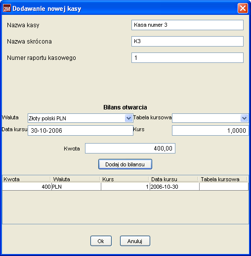 str 28 z 55 4.2. Dodanie nowej kasy Funkcja umożliwia nam dodanie nowej kasy.