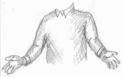otwartości. Poniżej przedstawiono kilka rysunków otwartej postawy. Rysunek 5 (źródło [18]) przedstawia mężczyznę z rozłożonymi rękoma, otwartymi dłońmi, zwróconego stopą do rozmówcy.