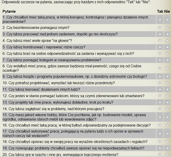 Rysunek 24. Fragment testu [32]. Innym przykładem testu jest test przedstawiony na rysunku 25 (źródło [33]). Jest to kolejny przykład najczęstszych testów, jakie można spotkać.