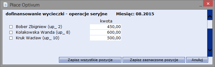 Płace Optivum. Jak sporządzić listę płac na dofinansowanie wypoczynku pracowników ze środków ZFŚS?3/12 W panelu po prawej stronie wyświetli się lista osób.