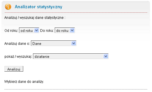 Analizator danych statystycznych. Analizator wykonuje Ŝądane operacje na danych statystycznych zgromadzonych w internetowej bazie danych.