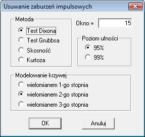 punktów wyświetlany jest zmodyfikowany przebieg. Lewym przyciskiem myszki potwierdza się wynik operacji, prawym powraca do sytuacji początkowej (wyświetlany jest przebieg pierwotny).