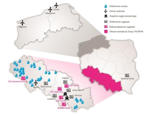 Grupa TAURON Zasięg działania Podstawowa działalność