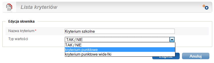 Lista kryteriów Rysunek 52. Dodawanie pozycji do słownika.