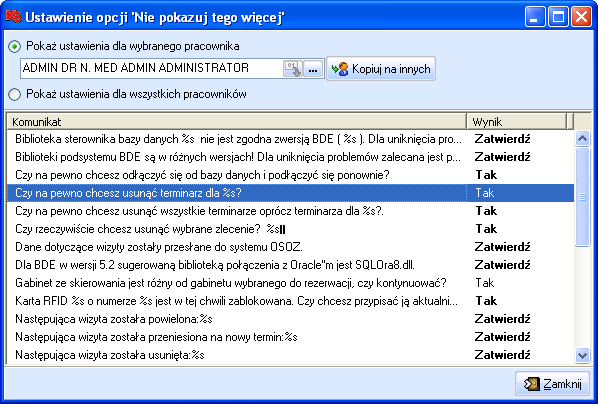 MODUŁ 63 Administrator Komunikaty informujące, że dana operacja została wykonana, np.