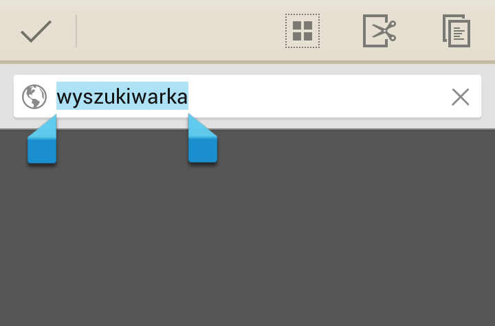 5 6 7 Kropka pojedyncze kliknięcie powoduje wstawienie kropki do tekstu, dłuższe przytrzymanie powoduje wywołanie podmenu zawierającego najpopularniejsze znaki specjalne.